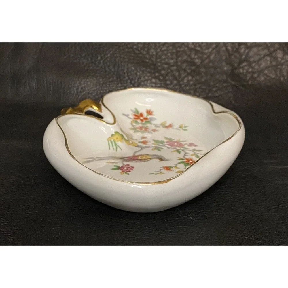 Murmac Limoges France Hand Enameled Fenghuang/Phoenix Bird Blossom Tree Trinket